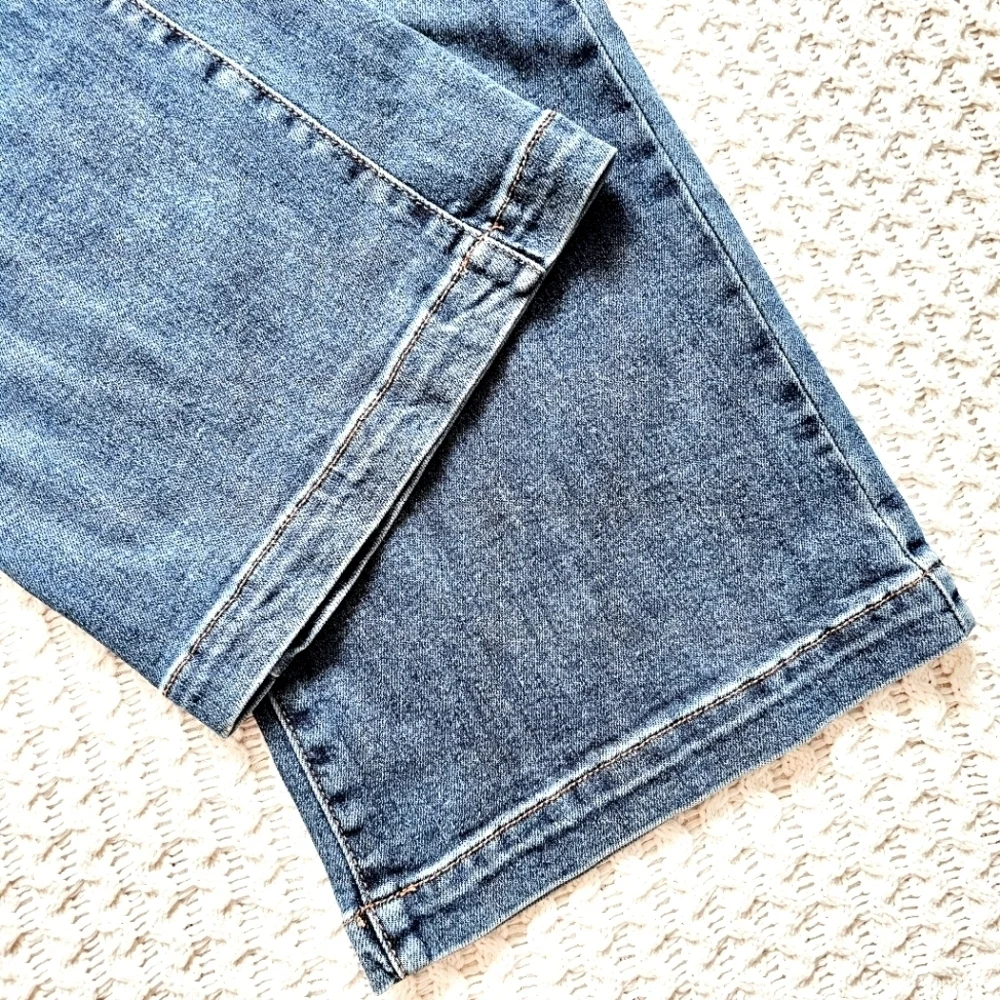 RISEN HR Dark Wash Wide Leg Jeans Double Button Trouser Style Denim 9/29 NEW